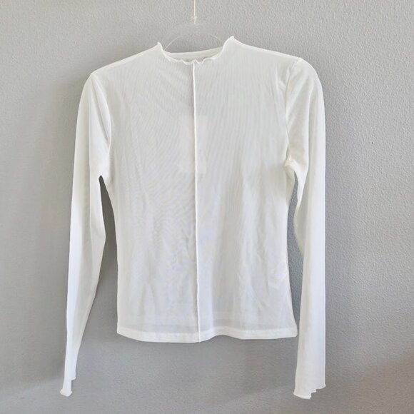 NWT Zara White Mesh Top- L - Picture 1 of 2